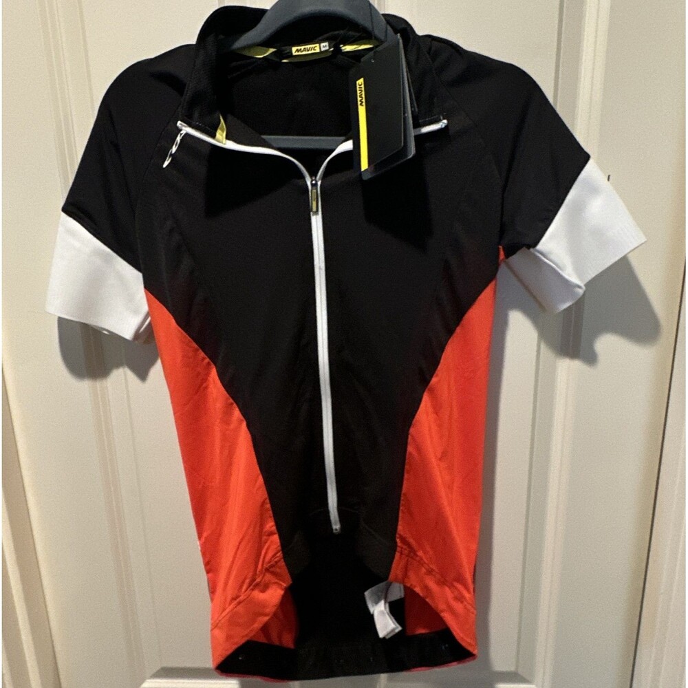 NWT Mavic Cosmic Pro Men's Cycling Jersey M Black/Red/White Full Zip Pockets